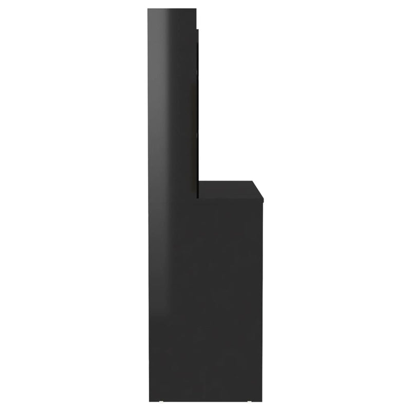 vidaXL fényes fekete LED-es MDF sminkasztal 100 x 40 x 135 cm