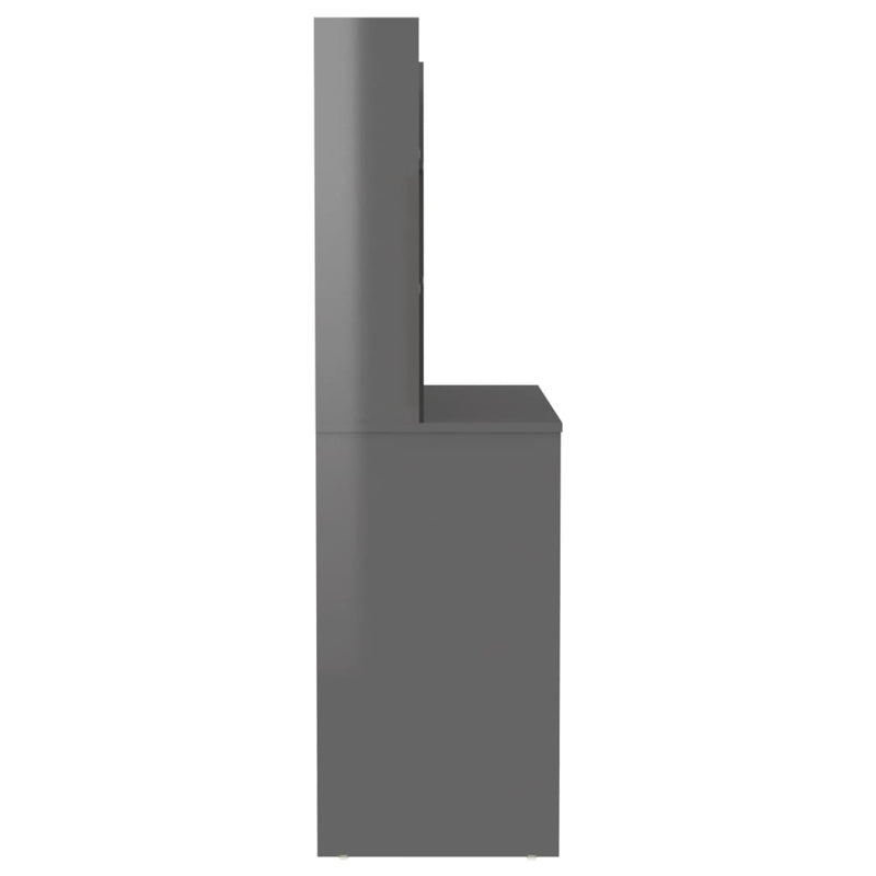 vidaXL fényes szürke LED-es MDF sminkasztal 100 x 40 x 135 cm