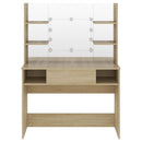 vidaXL tölgyszínű LED-es MDF sminkasztal 100 x 40 x 135 cm