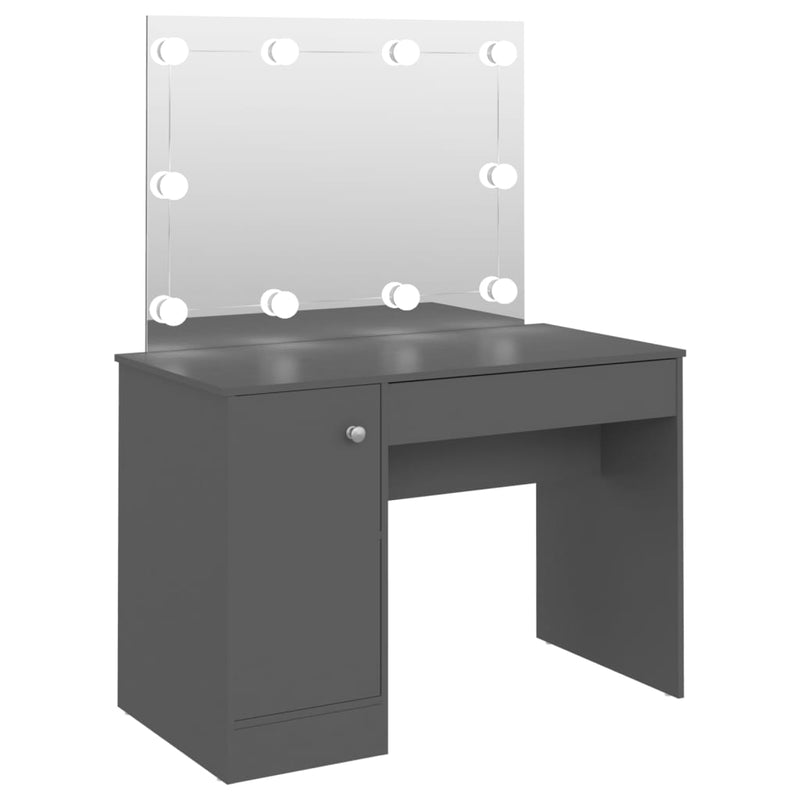 vidaXL szürke LED-es MDF sminkasztal 110 x 55 x 145 cm