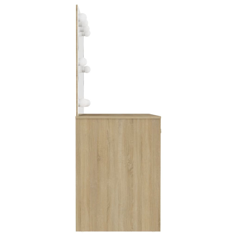 vidaXL tölgyszínű LED-es MDF sminkasztal 110 x 55 x 145 cm