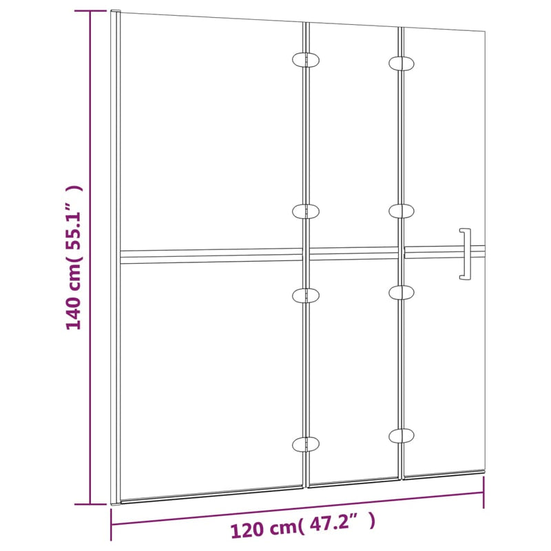 vidaXL fekete ESG zuhany-harmonikaajtó 120 x 140 cm