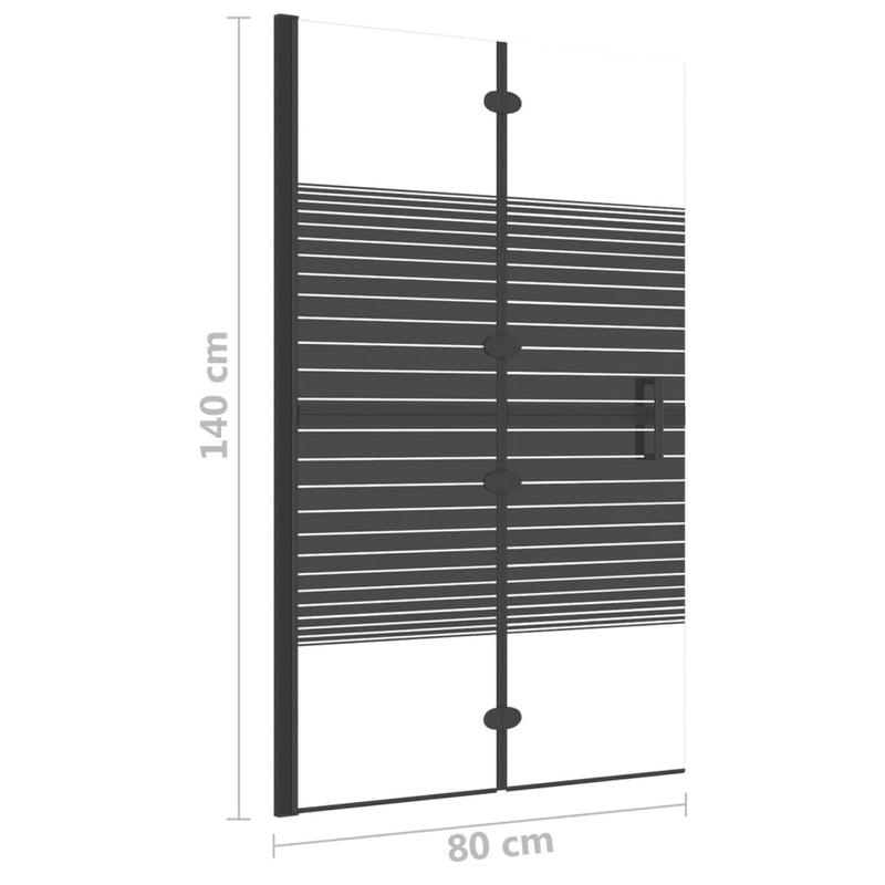 vidaXL fekete ESG zuhanykabin összecsukható ajtóval 80 x 140 cm