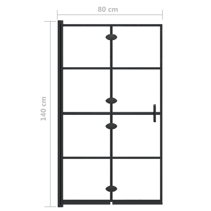 vidaXL fekete ESG zuhanykabin összecsukható ajtóval 80 x 140 cm