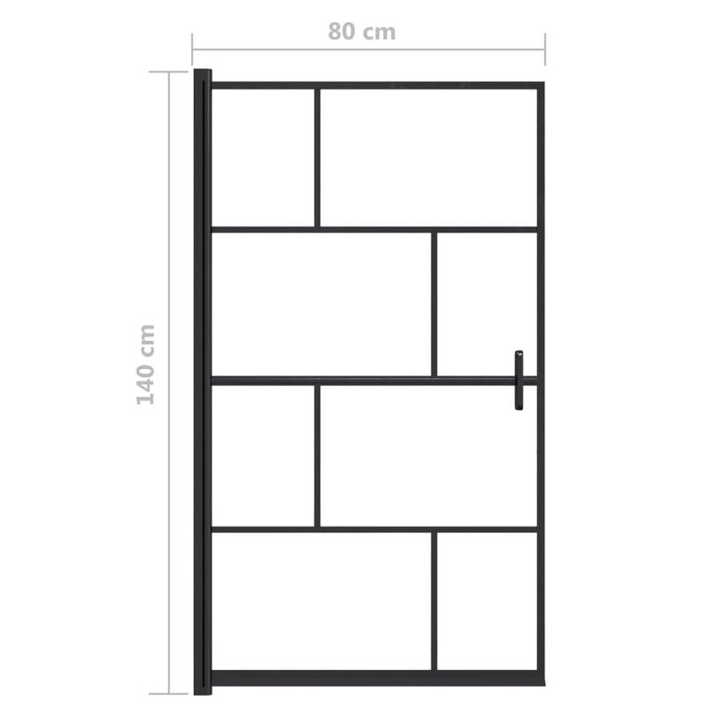 vidaXL fekete ESG zuhanykabin 80 x 140 cm