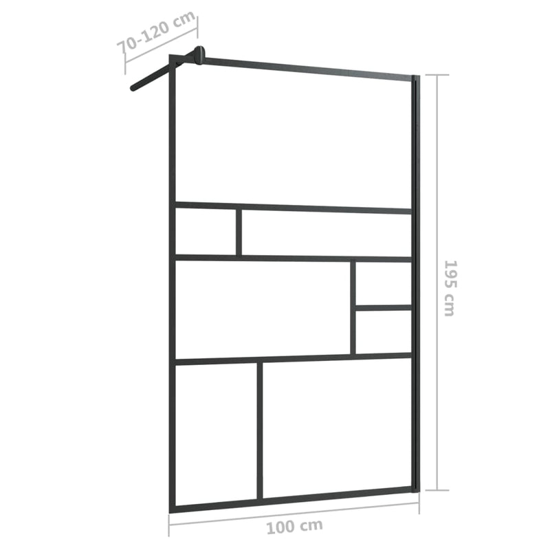 vidaXL fekete zuhanyfal átlátszó ESG üveggel 100 x 195 cm