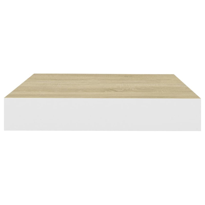 vidaXL 4 db tölgyszínű és fehér MDF lebegő fali polc 23x23,5x3,8 cm