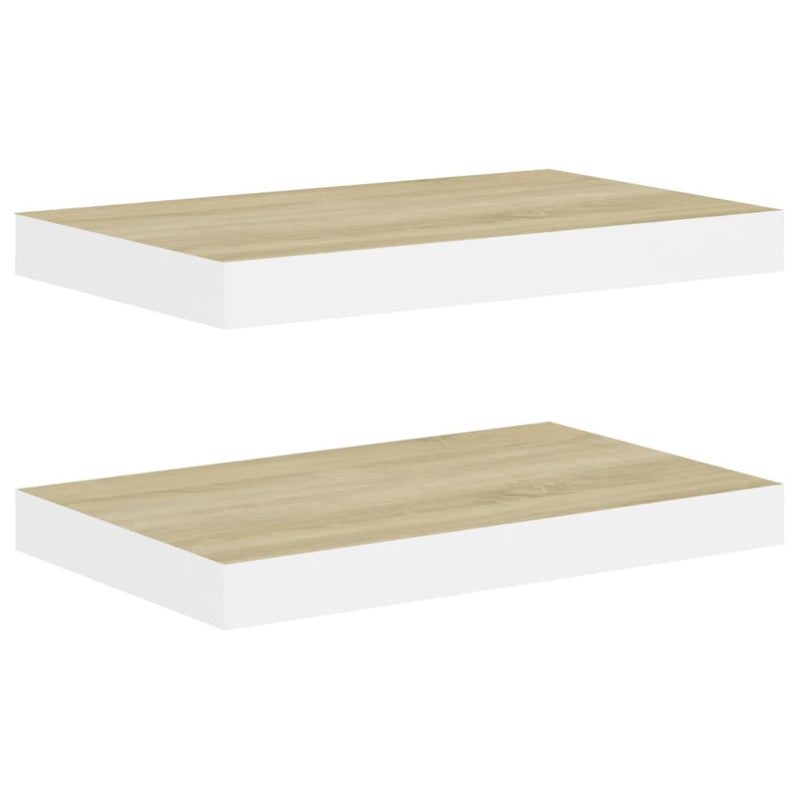 vidaXL 2 db tölgyszínű és fehér MDF lebegő fali polc 40 x 23 x 3,8 cm
