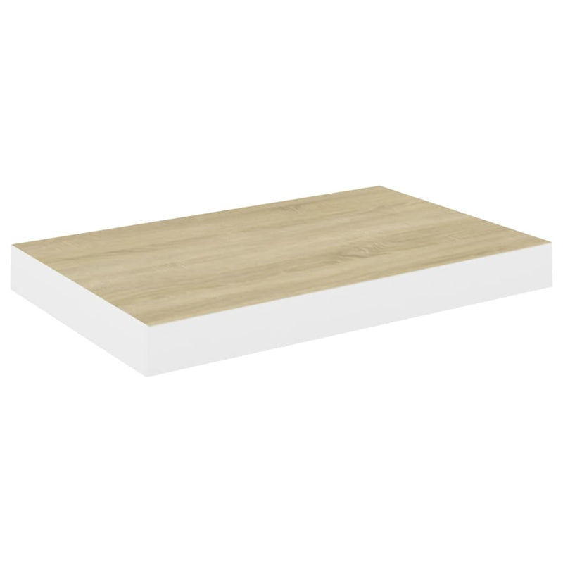 vidaXL tölgyszínű és fehér MDF lebegő fali polc 50 x 23 x 3,8 cm