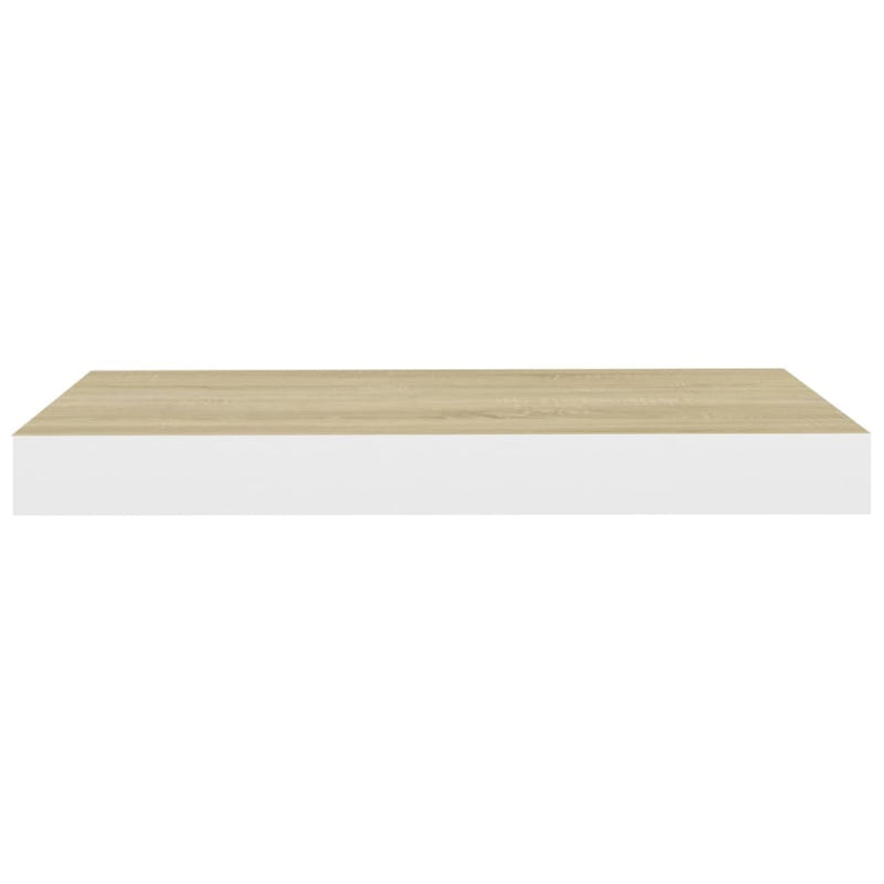 vidaXL 2 db tölgyszínű és fehér MDF lebegő fali polc 50 x 23 x 3,8 cm