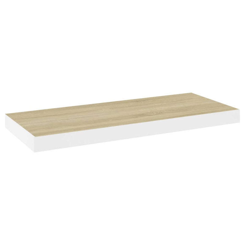 vidaXL 2 db tölgyszínű és fehér MDF lebegő fali polc 60x23,5x3,8 cm