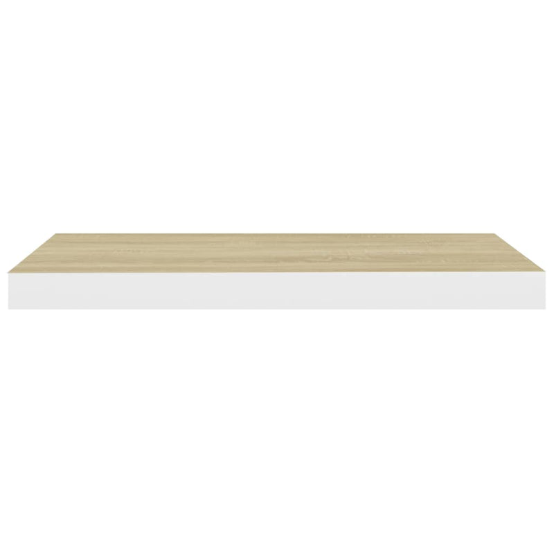 vidaXL 2 db tölgyszínű és fehér MDF lebegő fali polc 60x23,5x3,8 cm