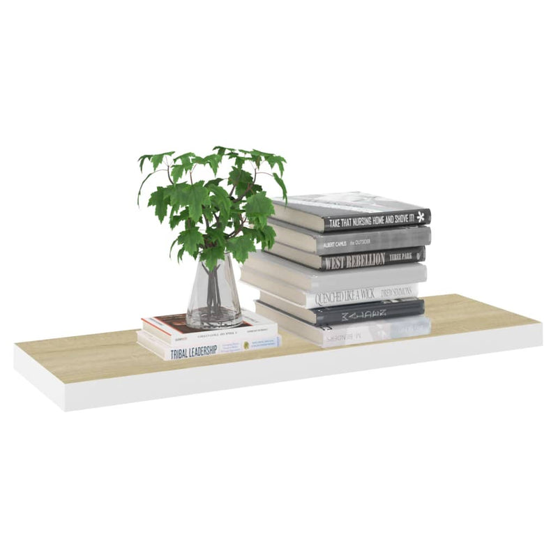 vidaXL tölgyszínű és fehér MDF lebegő fali polc 80 x 23,5 x 3,8 cm