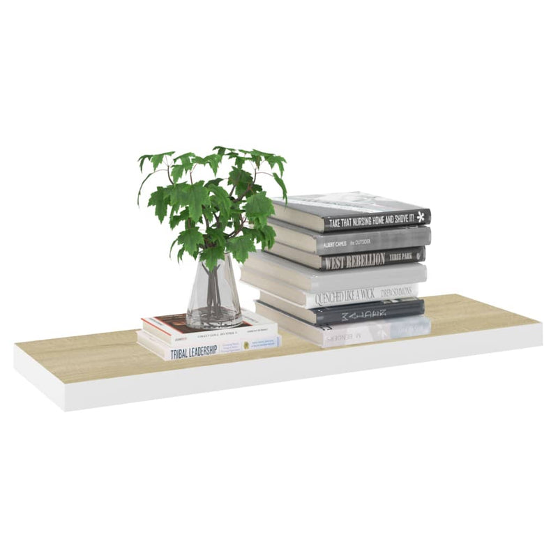 vidaXL 4 db tölgyszínű és fehér MDF lebegő fali polc 80x23,5x3,8 cm
