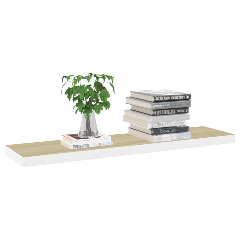 vidaXL 4 db tölgyszínű és fehér MDF lebegő fali polc 120x23,5x3,8 cm