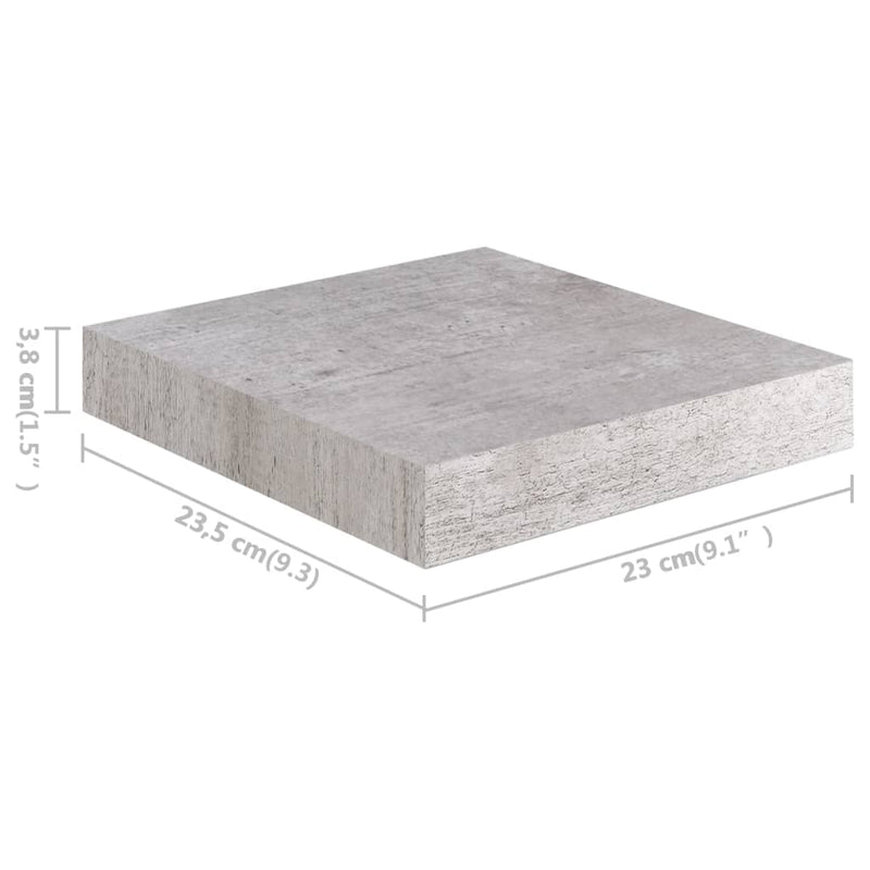 vidaXL 2 db betonszürke MDF lebegő fali polc 23 x 23,5 x 3,8 cm