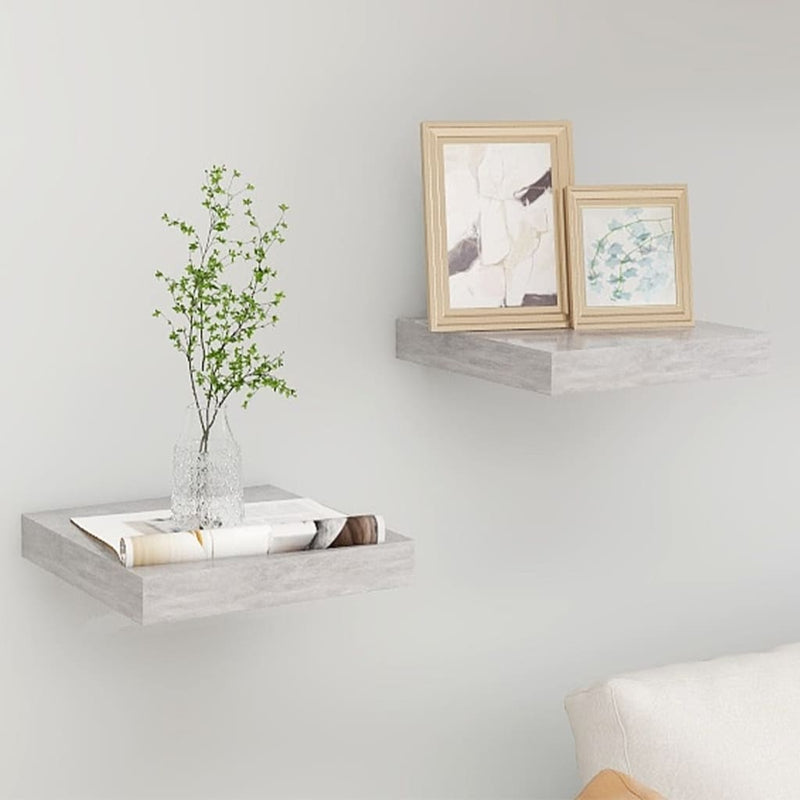 vidaXL 2 db betonszürke MDF lebegő fali polc 23 x 23,5 x 3,8 cm