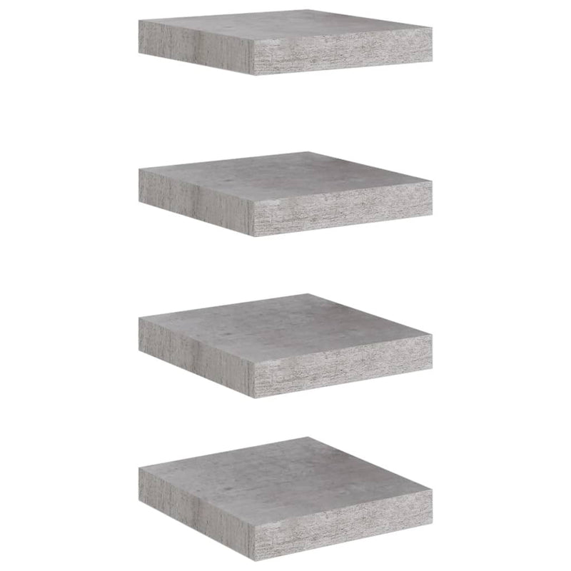 vidaXL 4 db betonszürke MDF lebegő fali polc 23 x 23,5 x 3,8 cm