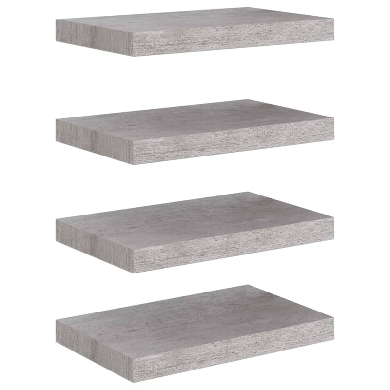 vidaXL 4 db betonszürke MDF lebegő fali polc 40 x 23 x 3,8 cm