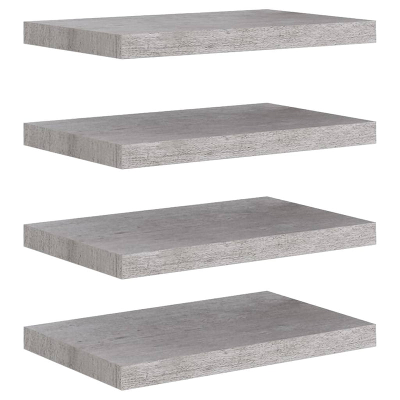 vidaXL 4 db betonszürke MDF lebegő fali polc 50 x 23 x 3,8 cm