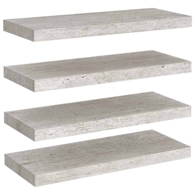 vidaXL 4 db betonszürke MDF lebegő fali polc 60 x 23,5 x 3,8 cm