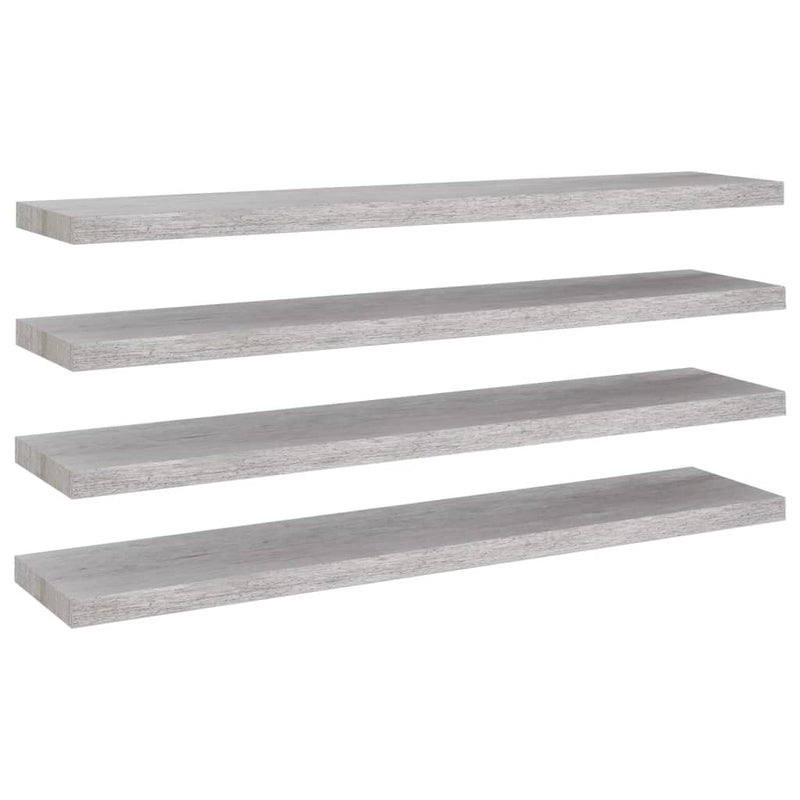 vidaXL 4 db betonszürke MDF lebegő fali polc 120 x 23,5 x 3,8 cm