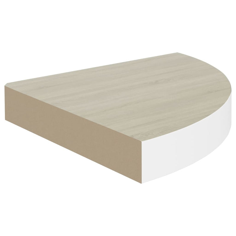 vidaXL tölgyszínű és fehér MDF fali sarokpolc 25 x 25 x 3,8 cm