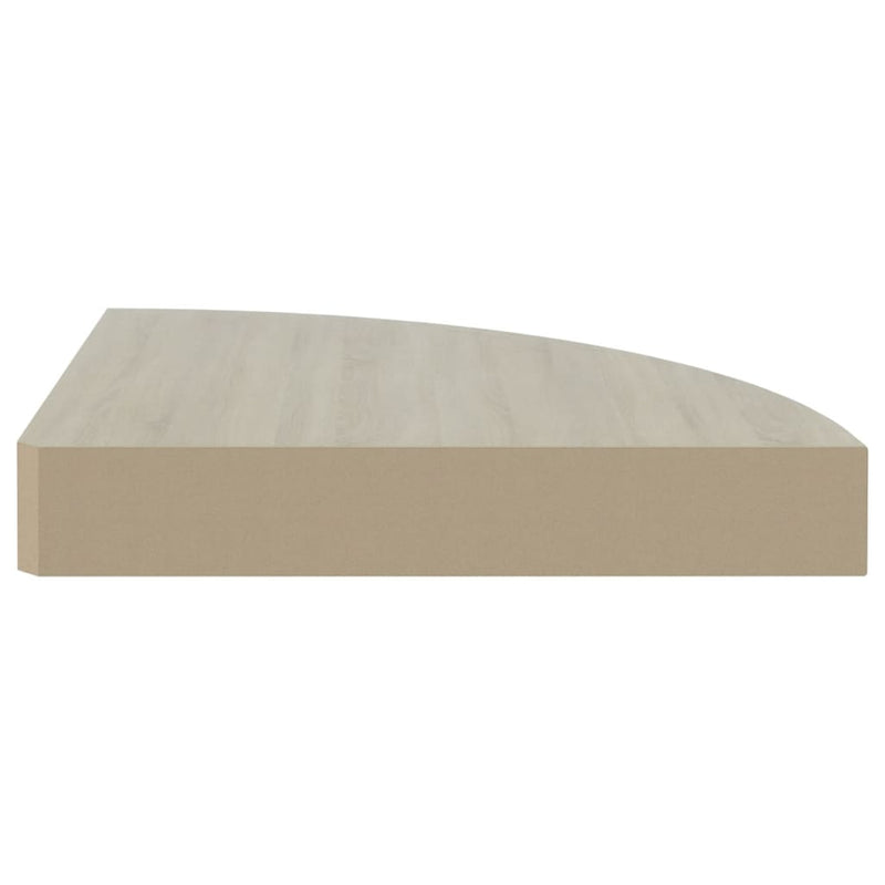 vidaXL tölgyszínű és fehér MDF fali sarokpolc 25 x 25 x 3,8 cm
