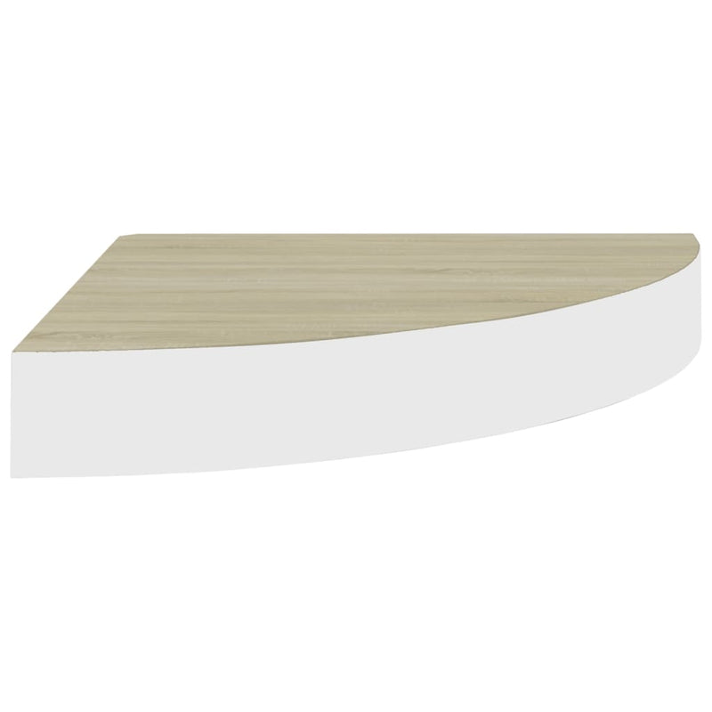 vidaXL tölgyszínű és fehér MDF fali sarokpolc 35 x 35 x 3,8 cm