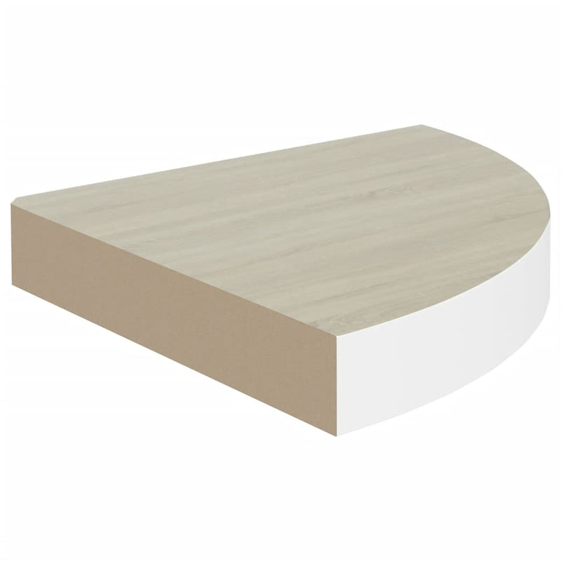vidaXL tölgyszínű és fehér MDF fali sarokpolc 35 x 35 x 3,8 cm