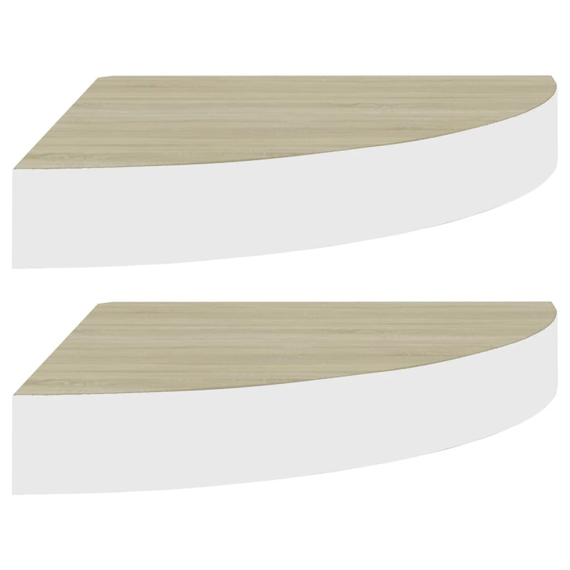 vidaXL 2 db tölgyszínű és fehér MDF fali sarokpolc 35 x 35 x 3,8 cm