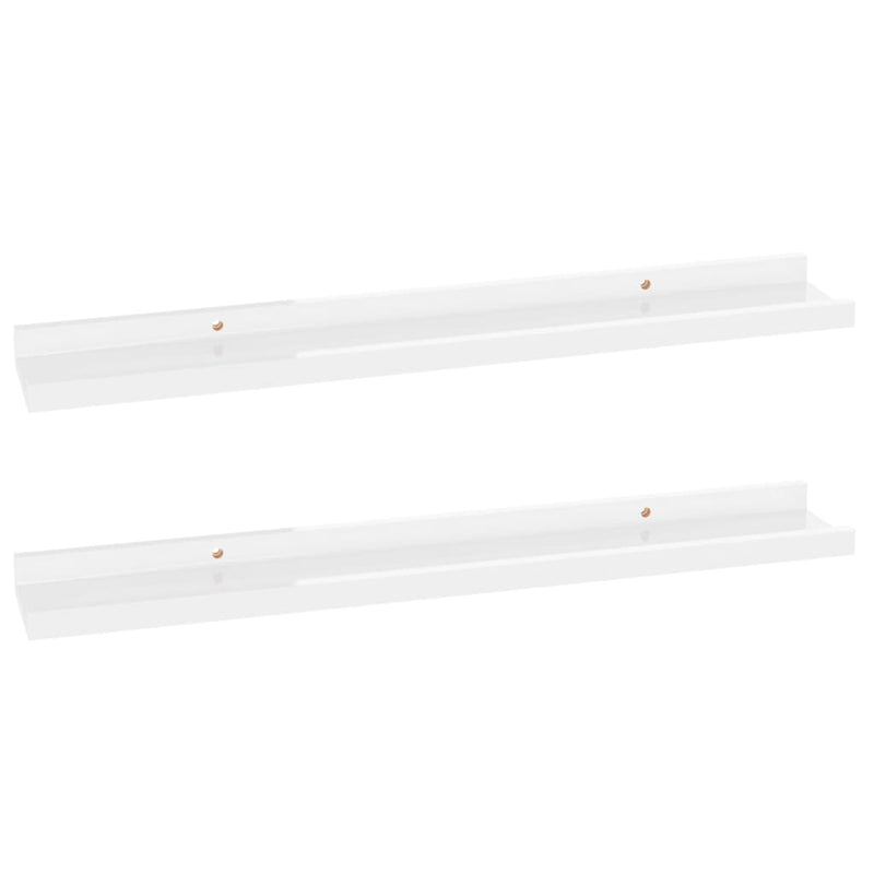vidaXL 2 db magasfényű fehér fali polc 60 x 9 x 3 cm