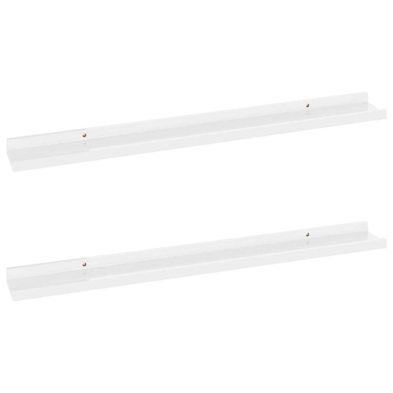 vidaXL 2 db magasfényű fehér fali polc 80 x 9 x 3 cm