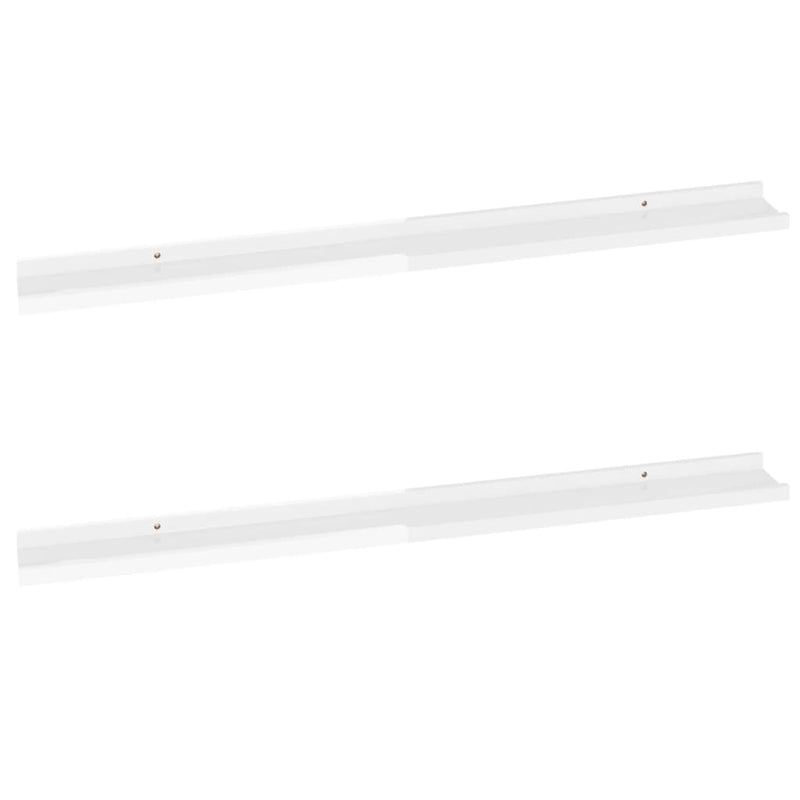 vidaXL 2 db magasfényű fehér fali polc 100 x 9 x 3 cm
