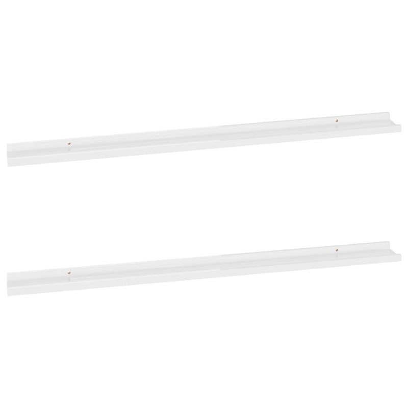 vidaXL 2 db magasfényű fehér fali polc 115 x 9 x 3 cm