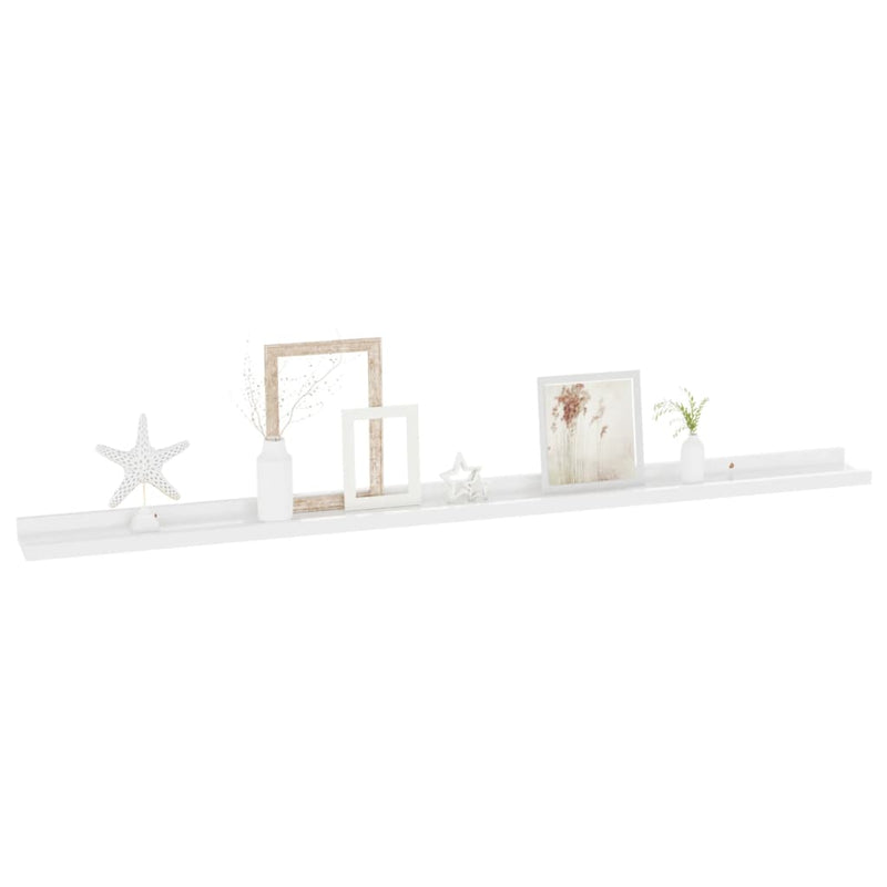 vidaXL 2 db magasfényű fehér fali polc 115 x 9 x 3 cm