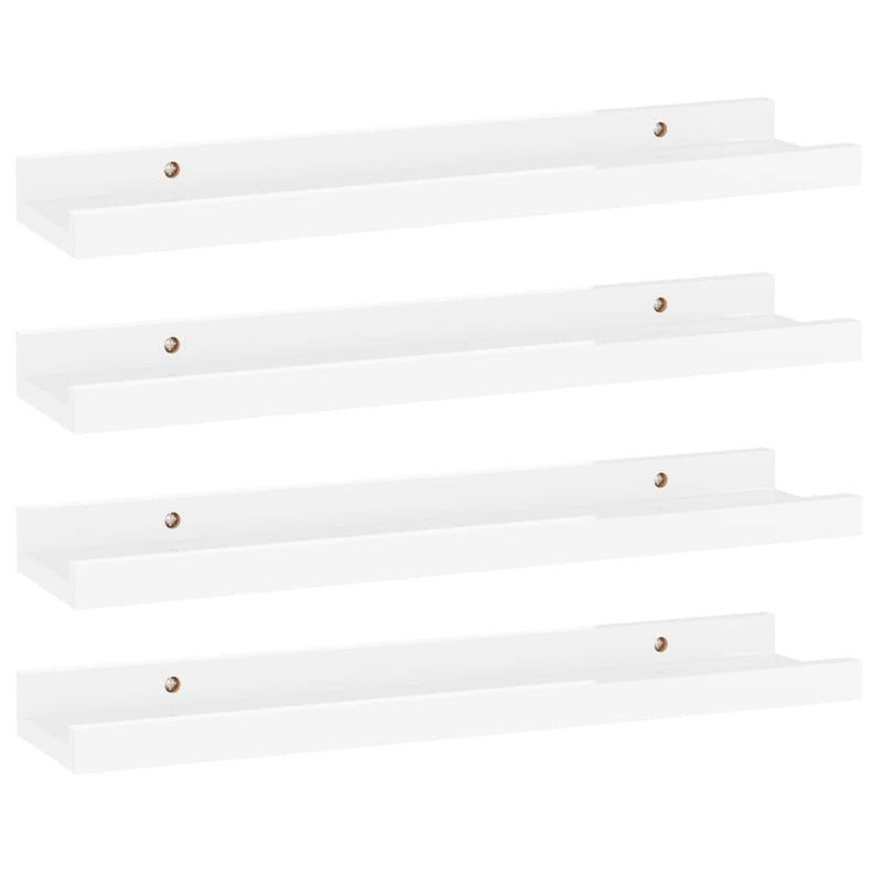 vidaXL 4 db magasfényű fehér fali polc 40 x 9 x 3 cm