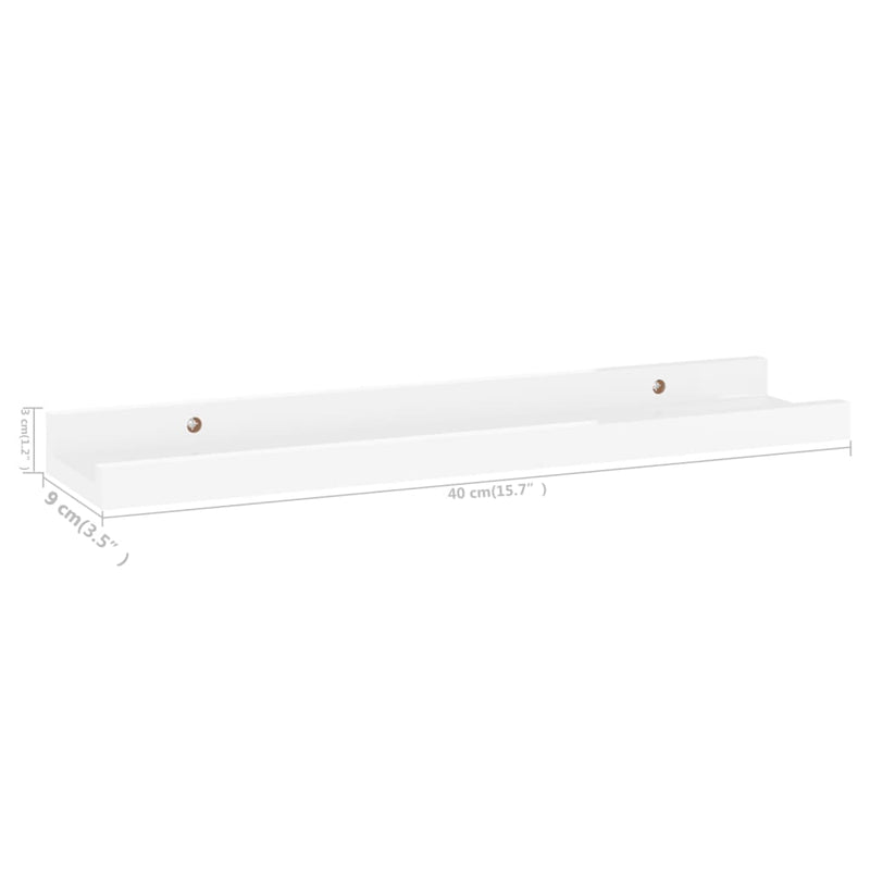 vidaXL 4 db magasfényű fehér fali polc 40 x 9 x 3 cm