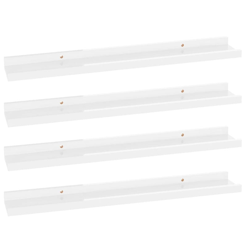 vidaXL 4 db magasfényű fehér fali polc 60 x 9 x 3 cm