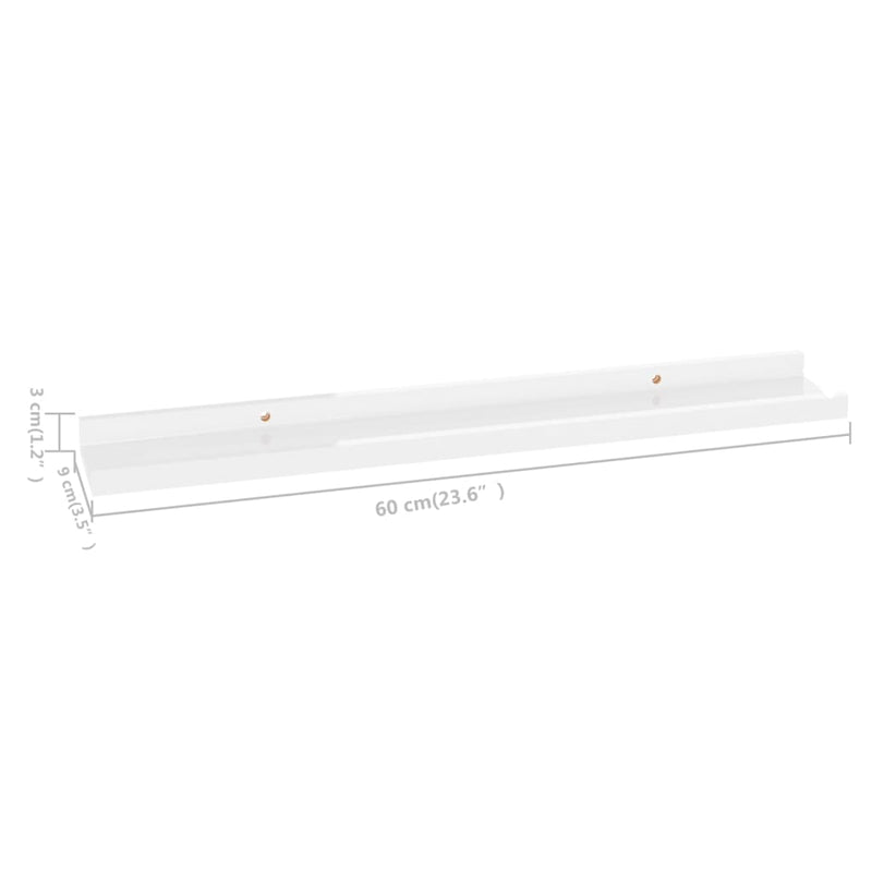 vidaXL 4 db magasfényű fehér fali polc 60 x 9 x 3 cm