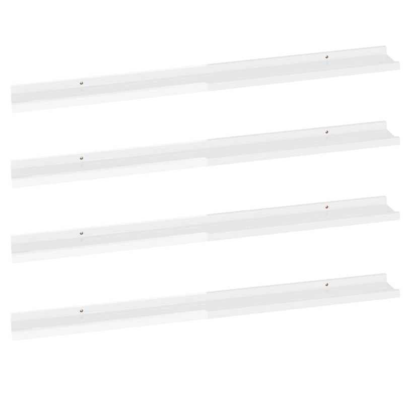 vidaXL 4 db magasfényű fehér fali polc 100 x 9 x 3 cm