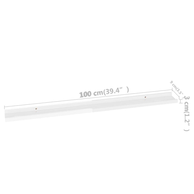 vidaXL 4 db magasfényű fehér fali polc 100 x 9 x 3 cm