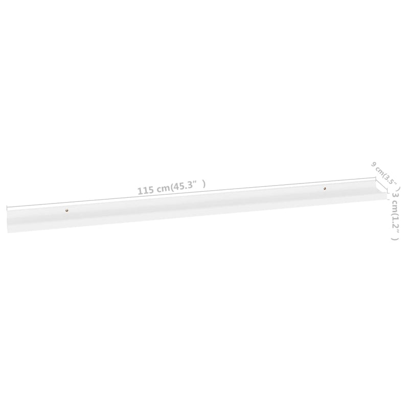 vidaXL 2 db fehér fali polc 115 x 9 x 3 cm