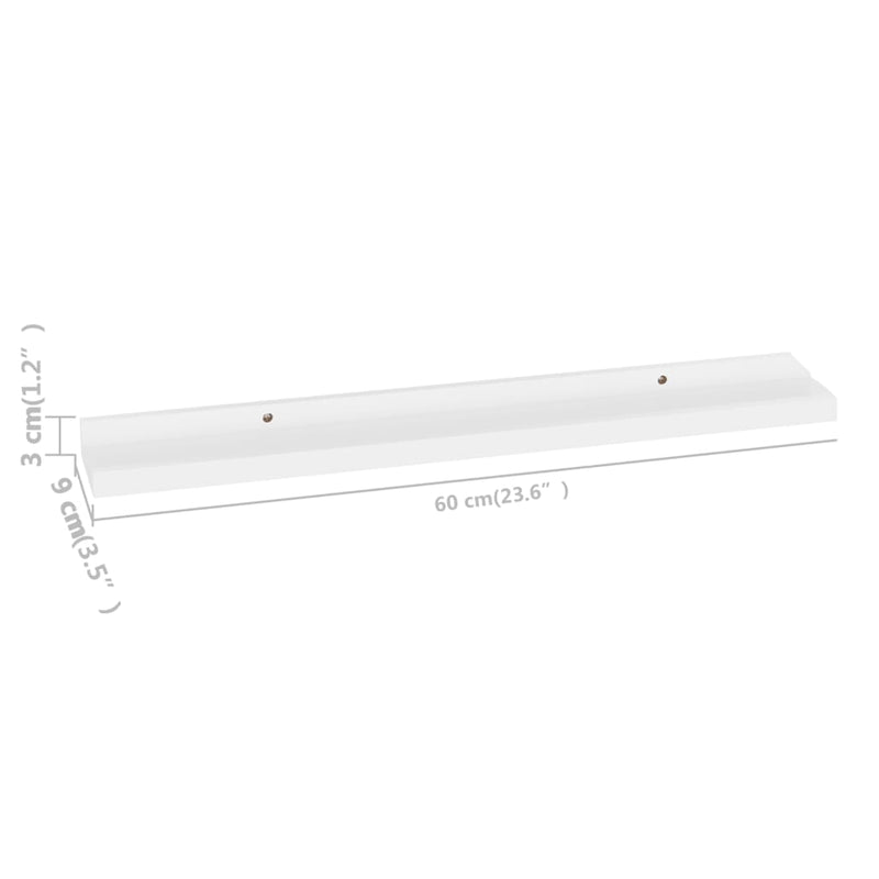 vidaXL 4 db fehér fali polc 60 x 9 x 3 cm