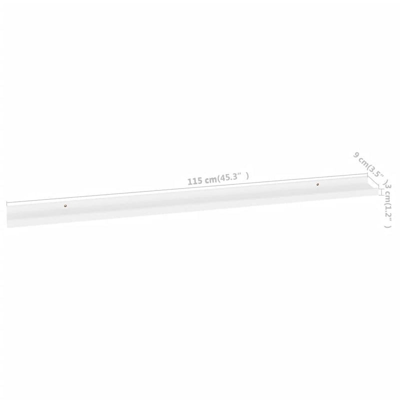 vidaXL 4 db fehér fali polc 115 x 9 x 3 cm