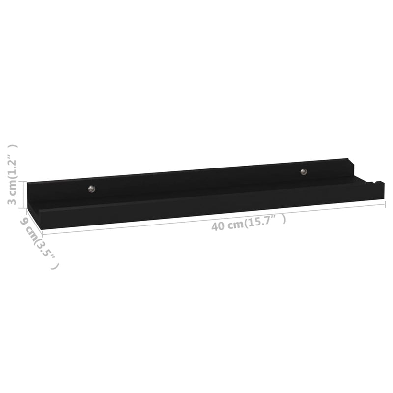 vidaXL 4 db fekete fali polc 40 x 9 x 3 cm