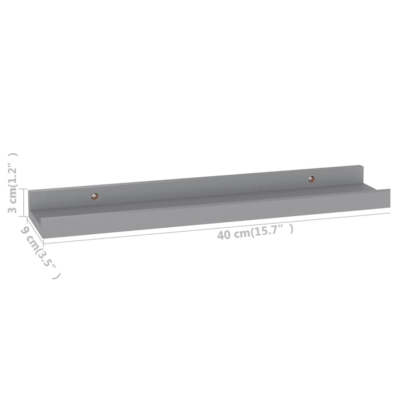 vidaXL 4 db szürke fali polc 40 x 9 x 3 cm