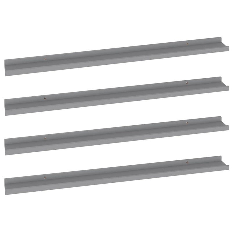vidaXL 4 db szürke fali polc 100 x 9 x 3 cm