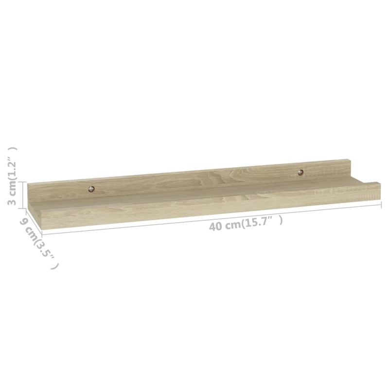 vidaXL 2 db sonoma tölgy színű fali polc 40 x 9 x 3 cm