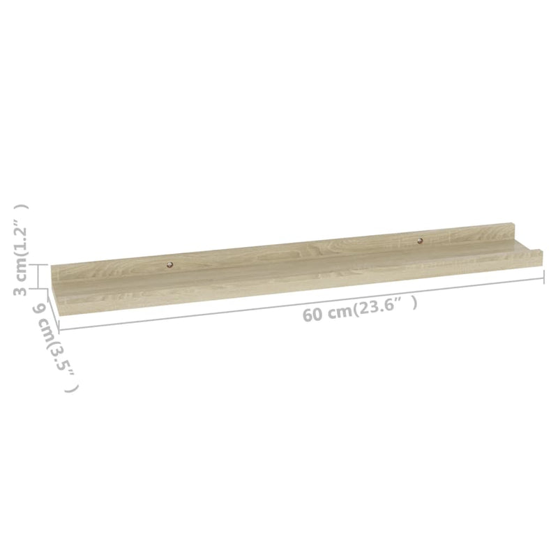 vidaXL 4 db sonoma tölgy színű fali polc 60 x 9 x 3 cm